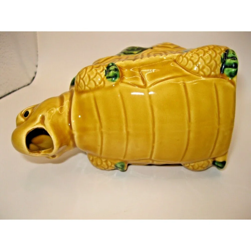 Anthropomorphic Turtle Pitcher & 4 Cups Tiki Barware Norleans Gold & Green Japan